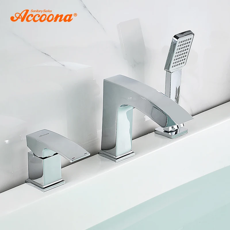 Accoona Bathtub Faucet Separate Body Single Holder Dual Control Waterfall Faucet Bath Tub Mixer Deck Mounted Tub Faucet A6590