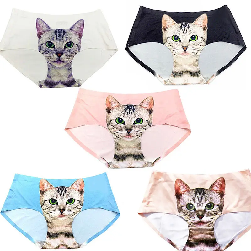 1Pc Cute Cat Panties Mid Waist Safety Pantis Cat Underwear Briefs for