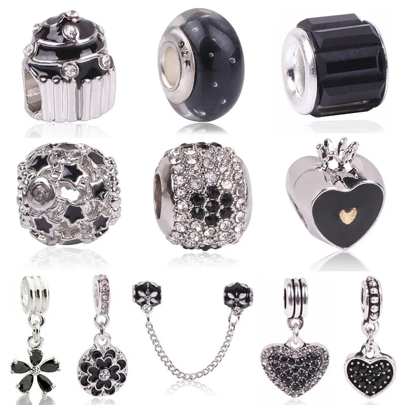 Dream Catcher Charms Compatible con pulseras de estilo europeo Cuenta con dise/ño de flor de plata de ley 925 y cristales con plumas