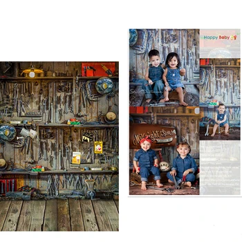 

MEHOFOTO Vinyl Photography Background Toolroom For Newborn Floor New Fabric Flannel Backdrop for Children photo studio CM6691