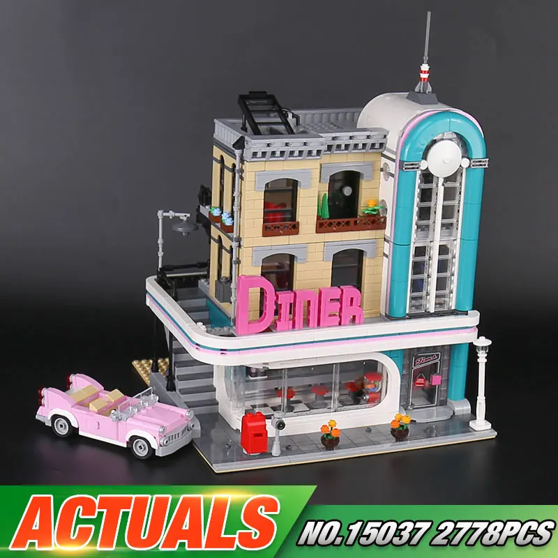 

In stock House Model 2778Pcs Streetview Series The 10260 Downtown Diner Set Building Blocks Bricks Funny Toys As Christmas Gifts
