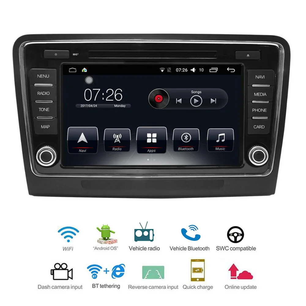 Автомобильный мультимедийный плеер 2 Din Android 7,1 автомобильный DVD для VW/Volkswagen Skoda superb 2009- " 2G/16G сенсорный экран автомобиля радио gps