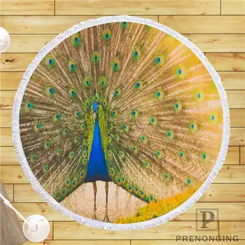 

Custom DIY Customized Microfiber Fabric peacock art (2)@ Round Beach Blanket Towel Printed on Demand 150cm #19-01-28-3-110