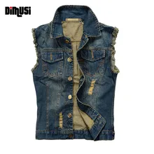 DIMUSI 2017 Ripped Herren Jeansweste Männlichen Tank Top Gewaschen jeans weste Mann Cowboy Marke Hip Hop Sleeveless Jacke 6XL, YA564