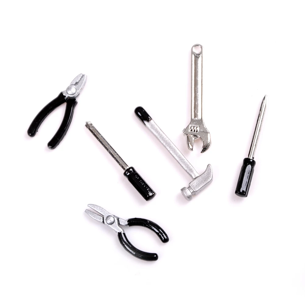NEW 6PCS/Set Dollhouse Scale Miniature Metal Hand Tools Sets New 1/12 Dolls House Accessories Furniture Toys