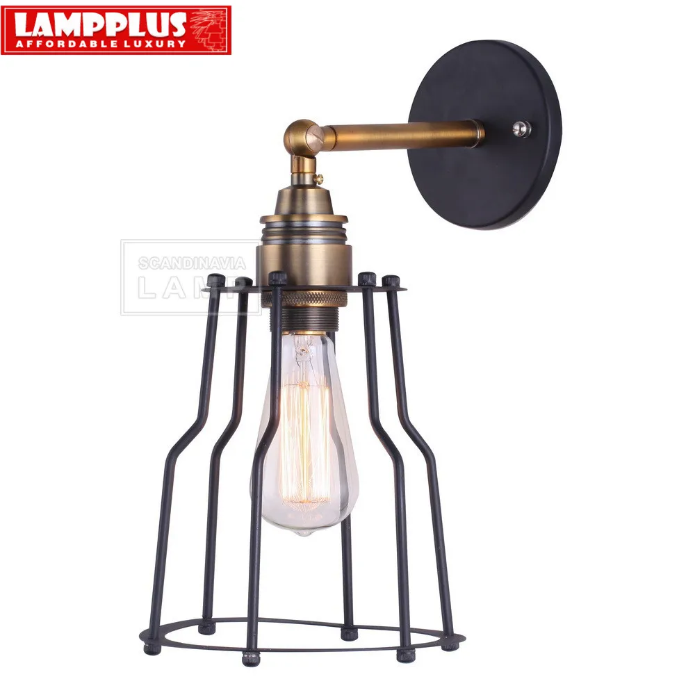 Lampplus Vintage Loft Industrial Brass Swing Arm Wall Mount Simple Adjustable Swivel lamp light for bedroom hotel room | Освещение