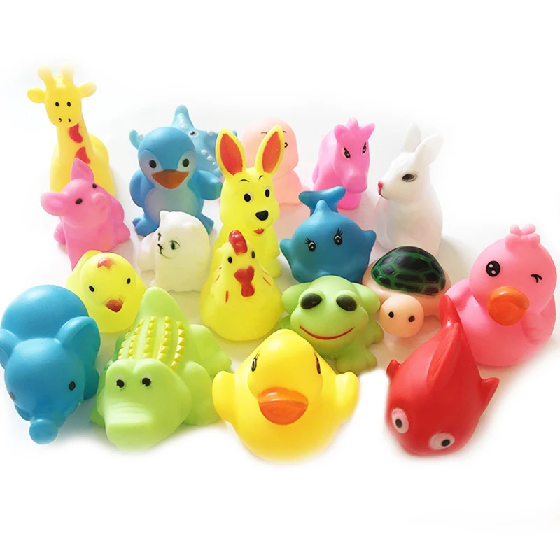 

10Pcs Lovely Bath Toy Mixed Animals Swimming Water Colorful Soft Squeeze Sound Squeaky Early Education Bathing Toy Gift For Baby