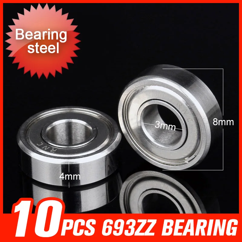 10pcs 693ZZ Bearing 8x3x4mm Bearing Steel Bearings For Fan High Speed Motor Generator Hardware