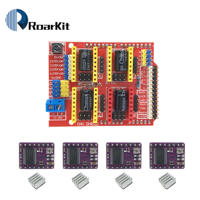 CNC щит v3 гравировальный станок/3d принтер/+ 4 шт. A4988/DRV8825/AT2100 драйвер Плата расширения для Arduino DIY K - Цвет: DRV8825
