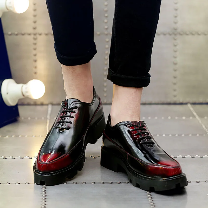 

2018 Hot Sale Man Social Shoes Spring Autumn Mens Thick Sole Shoes Black Gold Suit Male Footwear Comfortable Wedding Shoes Men
