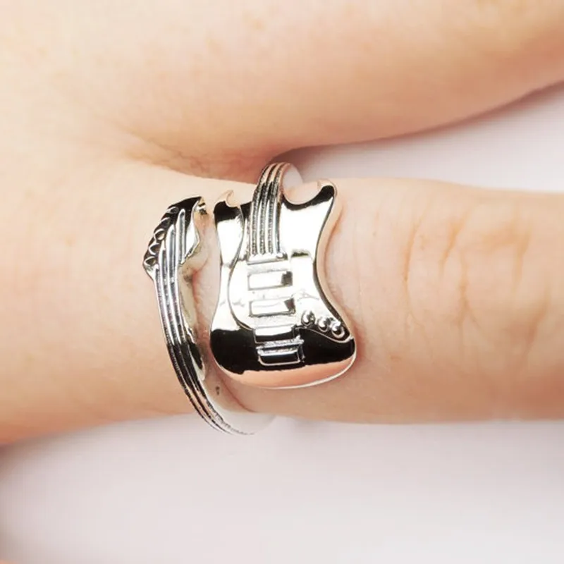 

Rock Guitar ancient silver plating ring fashion jewelry to open the adjustable size opening of a single aneis masculinos ring
