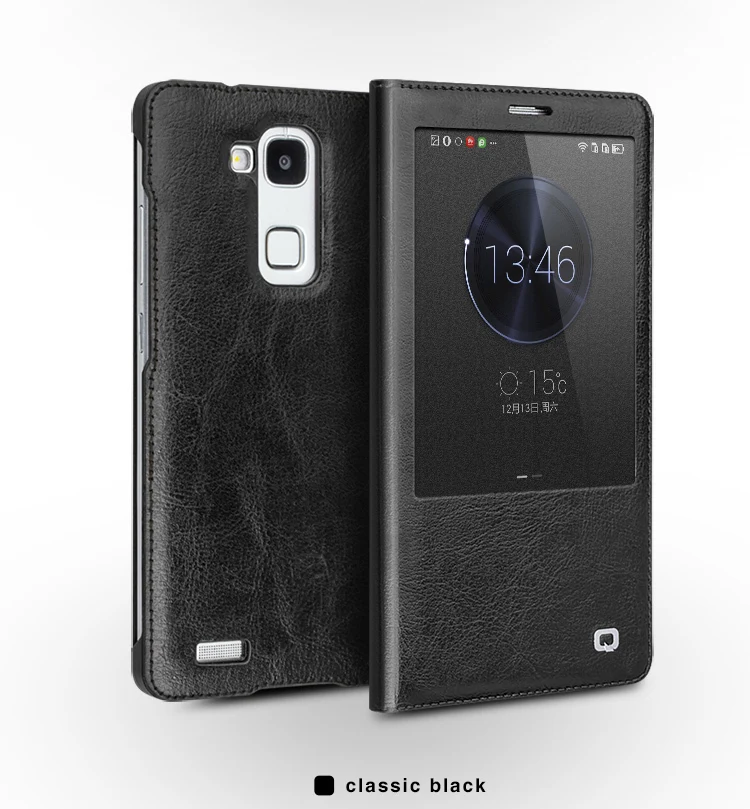 QIALINO Original Genuine Leather Flip Cover Case for Ascend Mate7 case Mate7 Smart View Sleep Wake