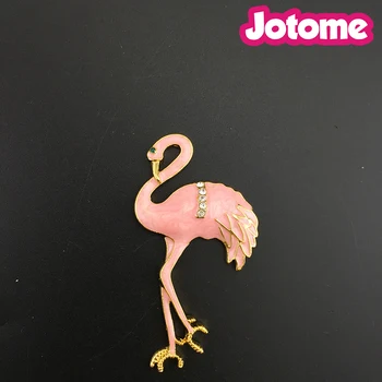 

100PCS A LOT Fantastic FLAMINGO Large ENAMEL Figural BROOCH With Rhinestones,Retro Bird Animal Jewellery