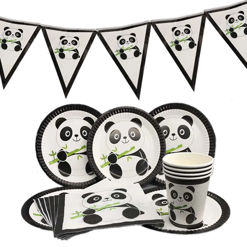 Панда предметы декора для вечеринок и дней рождения панда тарелки/чашки/салфетки панда день рождения для детей принадлежности для детского душа