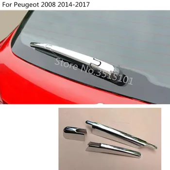 

Car Molding windscreen trim ABS chrome rear glass wiper nozzle cover tail window frame 3pcs For Peugeot 2008 2014 2015 2016 2017
