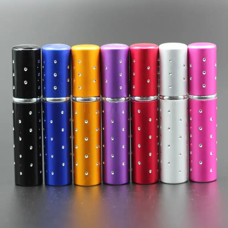 

Hot Sales 50pcs/Lot Pump Wholesale 5ml Refillable Anodized Aluminum Perfume Bottle Empty Glass Travel Spray Scent Bottles