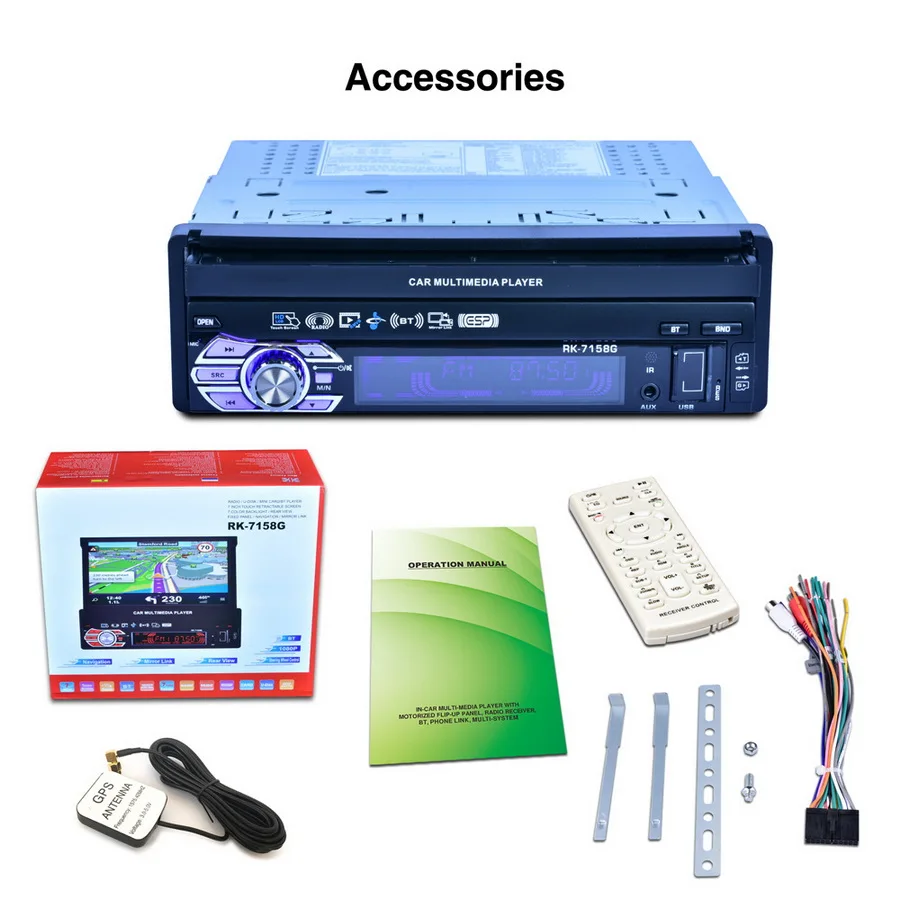 Flash Deal by DHL or Fedex 5pcs New 7-inch fully automatic vehicle expansion MP5MP4MP3 7colorful lights GPS navigation RK 7158G RK-7158G 2