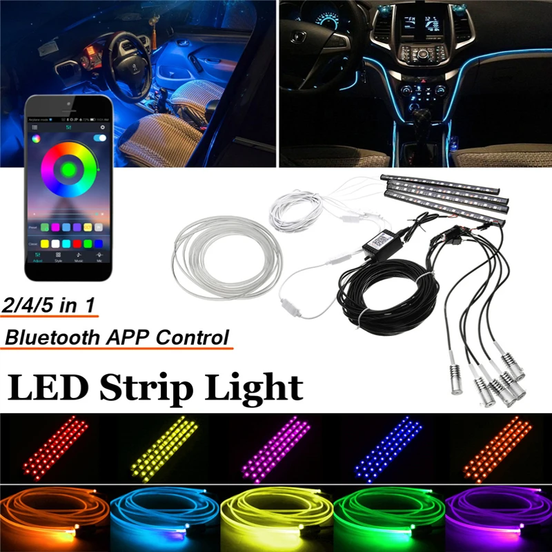 

1Set LED Atmostphere Light Sound Active RGB bluetooth Phone APP Control LED Lamp Decoration Car RGB LED Strip