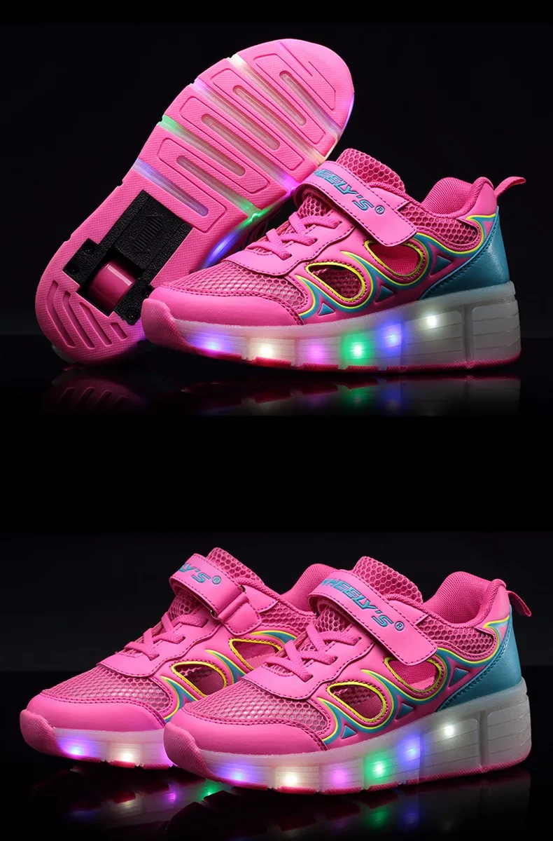 High Quality Cheap Boys Glowing Sneakers With Wheels Kids Light Up Shoes Girls Roller Skates tenis de rodinha tenis led4