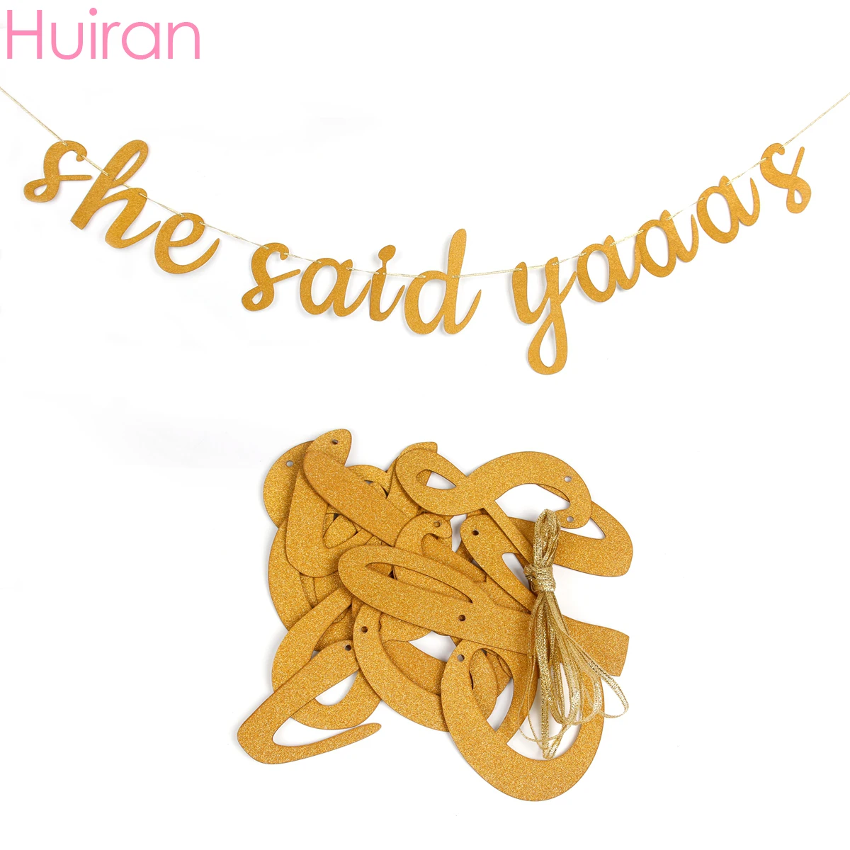 

Huiran Gold Sparkly She Said Yaaas Banner Glitter She Said Yes Wedding Decoration Bridal Shower Hen Bachelorette Party Supplies