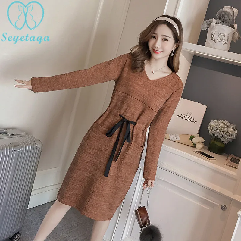 6211# Autumn Fashion Maternity Nursing Dress Drawstring Knitted Breastfeeding Clothes for Pregnant Women Winter Office Pregnancy 6211# Autumn Fashion Maternity Nursing Dress Drawstring Knitted Breastfeeding Clothes for Pregnant Women Winter Office Pregnancy