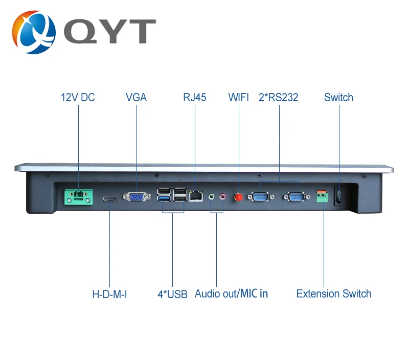 QYT 15,6 дюймов j1900 2,0 ГГц промышленный сенсорный экран все в одном ПК панели 2RS232 емкостный