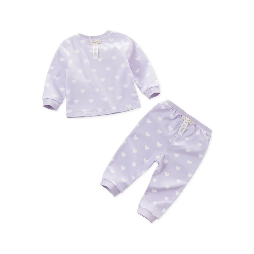 DB4652 dave bella/осенняя одежда для сна для малышей; пижамы для младенцев; комплект одежды с принтом сердца; Цвет лавандовый, розовый; домашняя одежда; одежда для сна с принтом