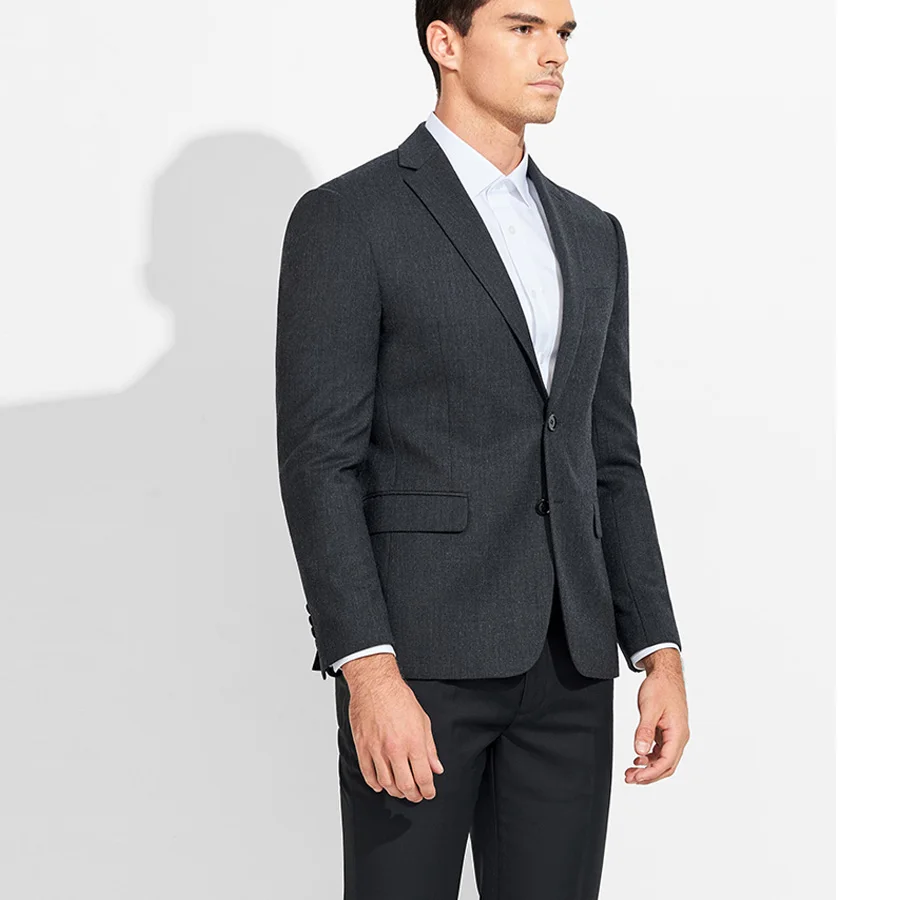 Top Design Smart Casual Business Suit Slim Fit 2 Pcs (Jacket+Pants) Groom Tuxedos Wedding Suits Prom Party Suits Black/Blue/Grey