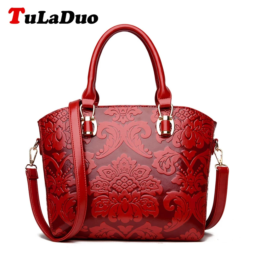 

Embossed Fashion Leather Women Handbags 2018 Luxury Designer Women Bags Brand Vintage Shoulder Bag Chinese Style Large Tote Bag