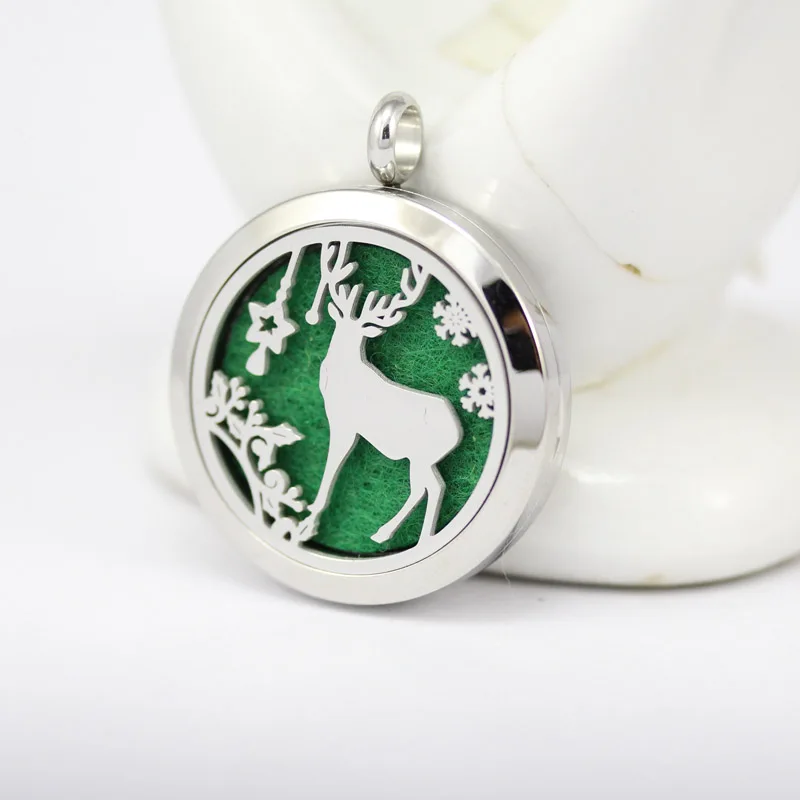

5pcs Hot Sale Christmas Magnetic Diffuser Necklace Locket 316L Stainless Steel Aroma Perfume Locket Pendant