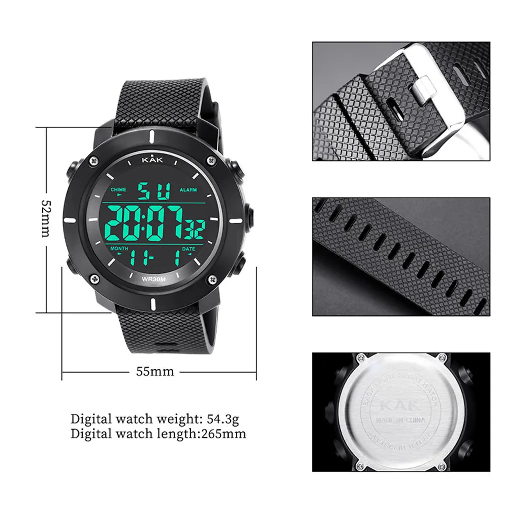Модные высококачественные мужские водонепроницаемые электронные часы 30 м, мужские модели, качественные кварцевые часы 30 м, лучший подарок 5