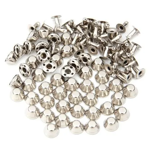 

50 Set Silver Studs Spike Rivets Punk for Leather Belt Craft Bag 6x10mm