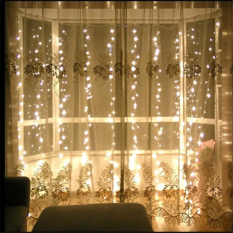 AC220V 180LED Holiday Lighting LED Fairy Star Curtain String luminarias Garland Home Decoration Christmas Wedding Light 2*2M AC220V 180LED Holiday Lighting LED Fairy Star Curtain String luminarias Garland Home Decoration Christmas Wedding Light 2*2M