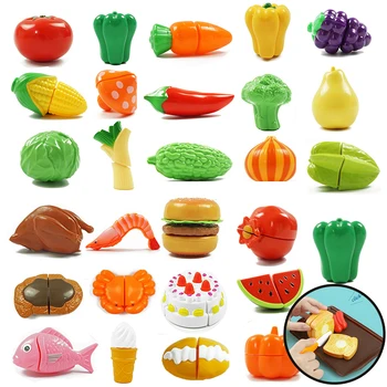 

Kids Toy Cut Fruit Vegetable Food Kitchen Miniature Kitchen Cutting Sets Play House Toy Pretend Play Educational Toys for gift