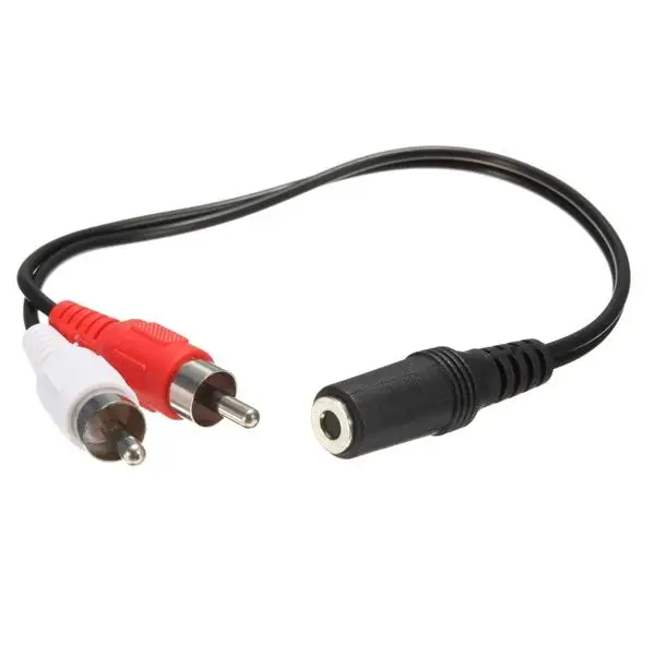 

3.5mm Female to 2RCA Male Plug Stereo Audio Converter Adapter Cable AUX AV Audio Extension Wire Cord For TV PC Speaker