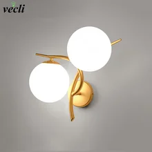 LED Wall Lamps Modern Simple Bedroom sconce Light Indoor living Room Corridor Lighting bar coffee glass ball wall lights E27 bra