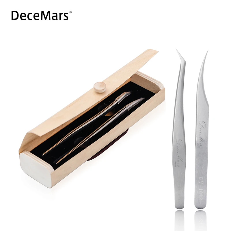 1811&1812 DeceMars  Straight and Curved Tip Tweezers Nipper For Eyelash Extensions