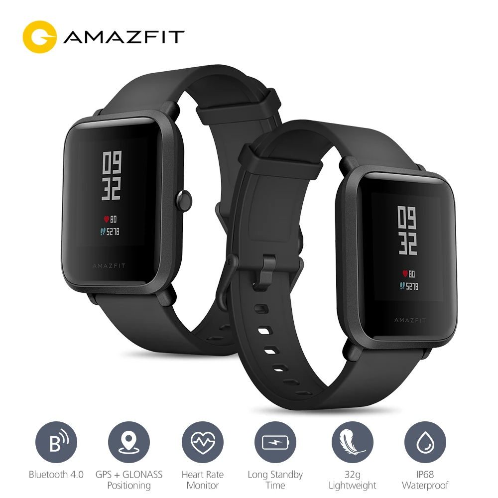 

Original Huami AMAZFIT Bip Smartwatch International Version GPS GLONASS IP68 Waterproof 45 Days Standby Sport Heart Rate Monitor