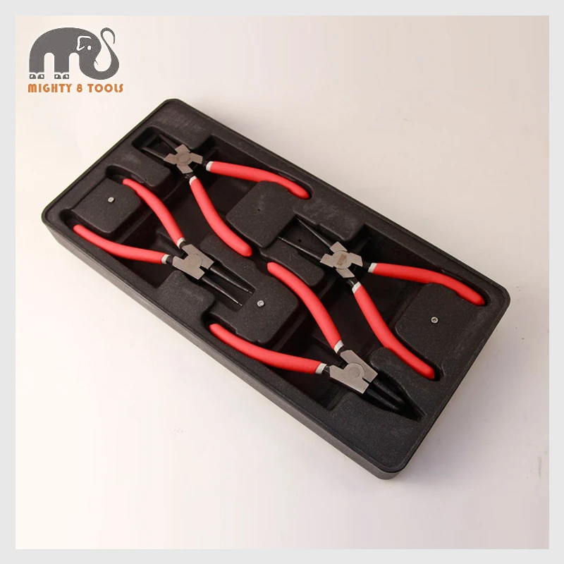 

4pc 7" Circlip Pliers Set Snap Ring Plier Internal External Straight Bent w Tray Multitool Ring Circlip Pliers Tool Kit With Bag