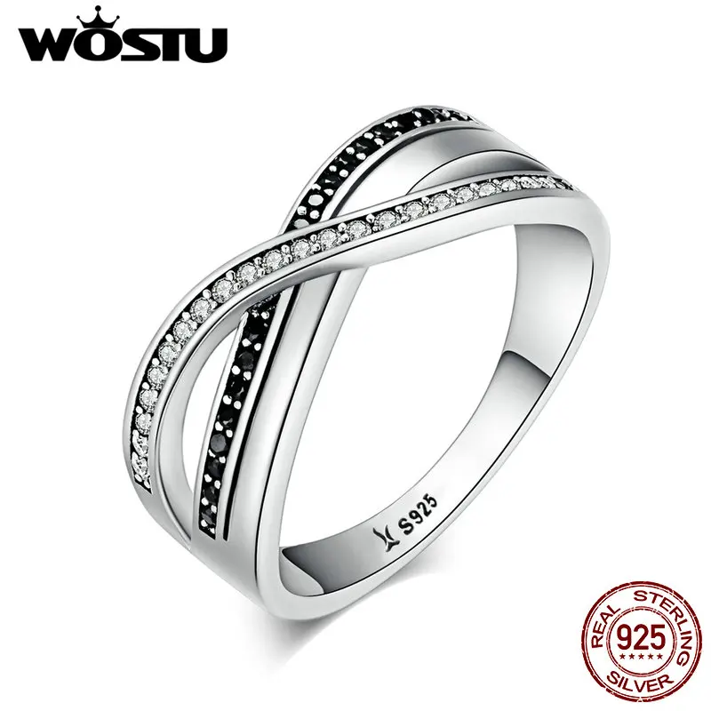

WOSTU Real 100% 925 Sterling Silver Endless Beauty Stacking Rings With Clear CZ For Women Luxury Fine S925 Jewelry FIR081
