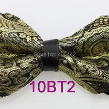 Yibei Coachella Галстуки черный низ золотые Пейсли лук Галстуки микрофибры блестящей бабочкой со стразами кожа выбора Регулируемый бабочки