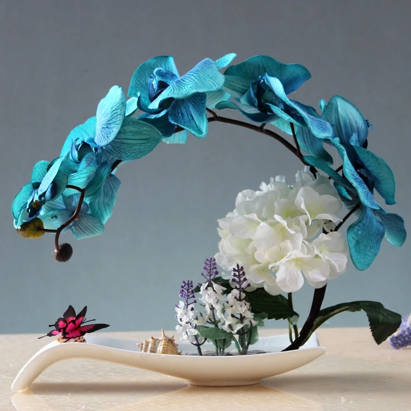 Европейские Керамические фигурки фаленопсис искусственный цветок Горшечное растение набор для дома гостиной крыльцо стол украшения для бонсай украшения