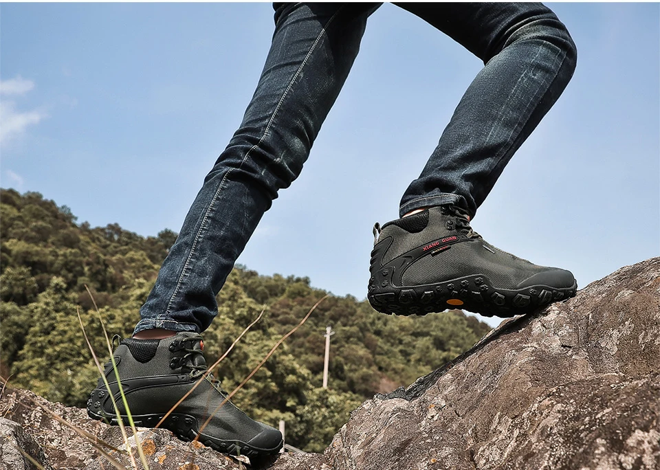 XIANG GUAN мужские треккинговые ботинки мужские черные треккинговые ботинки Средний вырез дышащие спортивные скалолазание кемпинг открытый тропа Прогулочные кроссовки