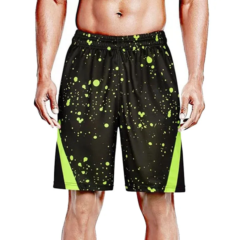CKAHSBI High Quality Men Running Shorts Print Elastic Waist Gym