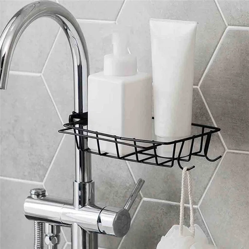 Iron Faucet Rack Pool Storage Racks Free Punching Kitchen Sink Sponge Drain Rack Holders #4A04 (2)