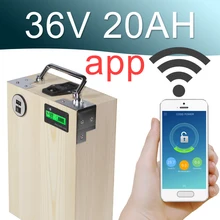 36V 20AH APP Lithium ion Electric bike Battery Phone control USB 2.0 Port Electric bicycle Scooter ebike Power 1000W Wood