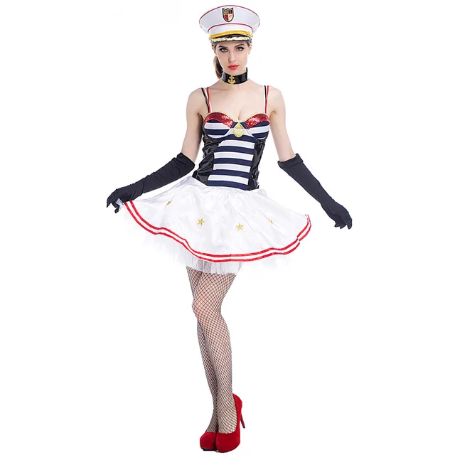 Womens Sailor Fancy Dress Costumes Sexy Hottie Seaside Sailor Girl 