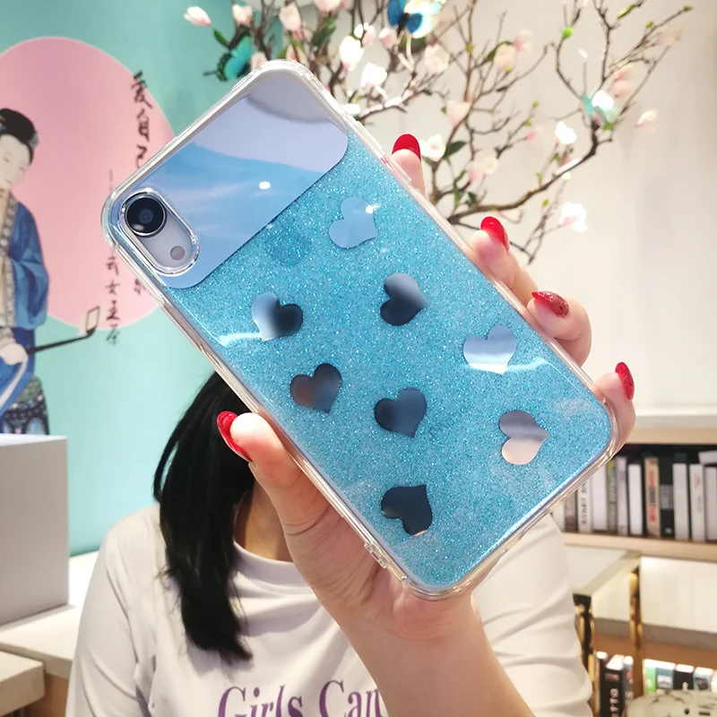 Блестящий чехол с зеркалом для iPhone X XR XS Max задняя крышка 7 8 6 6S Plus ТПУ силиконовый