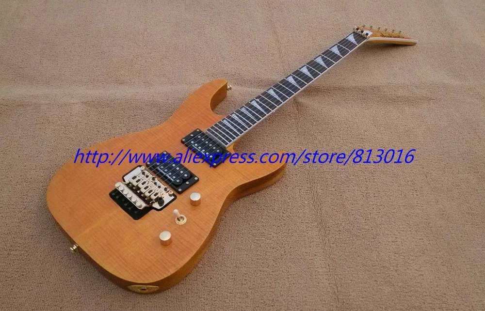 

Jacksn guitar new arrived tigerflame top ,gold parts, open pole pikcups, setting in joined heel shaved !