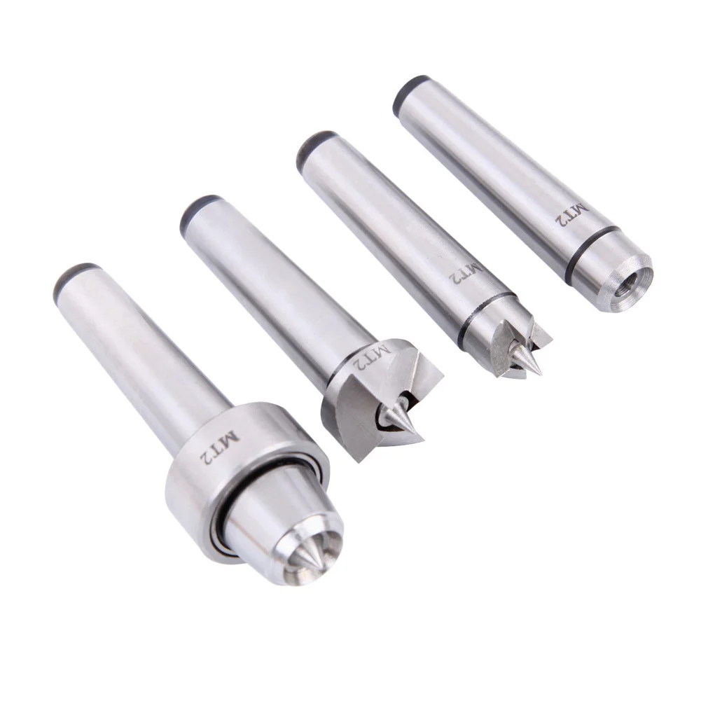 

4 Pcs/Set MT2 Wood Lathe Live Center Drive Spur Cup Kit Arbor Case Wooden Turning Tools QJ888